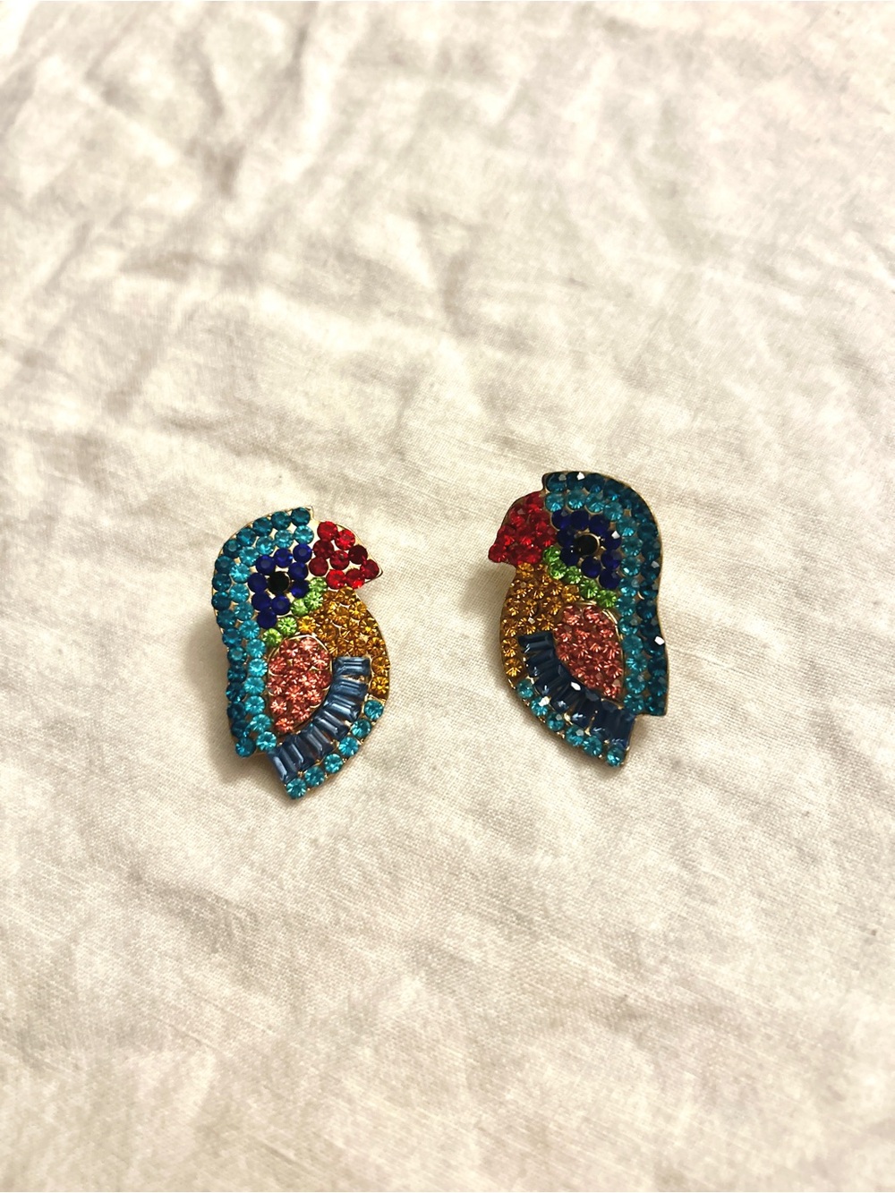 Colorful Parrot Rhinestone Earrings - Picture 4 of 5